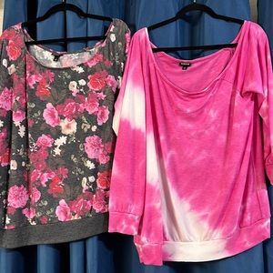 2 torrid off the shoulder sweatshirts size 1 and 2